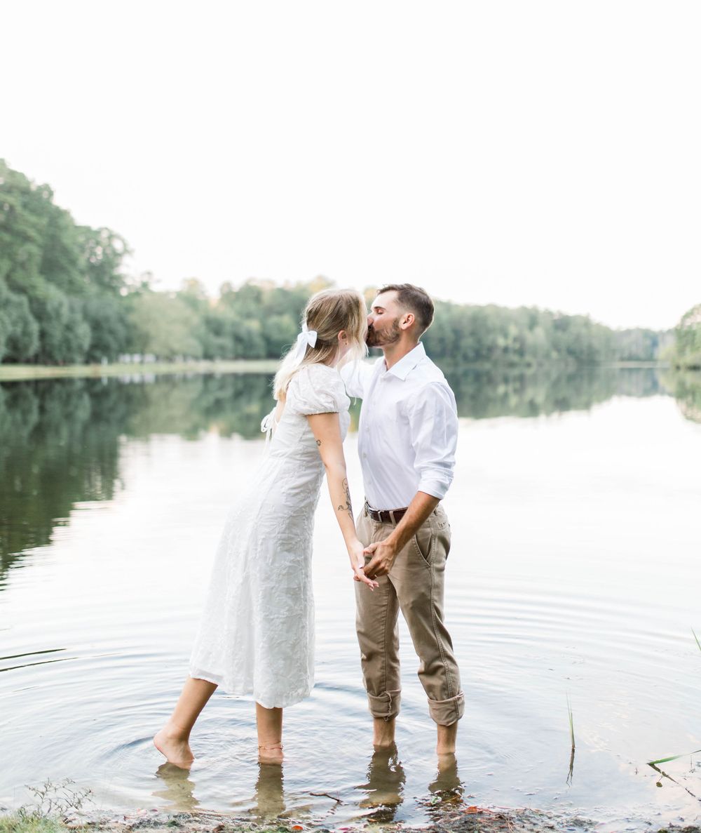 Young newly engaged to be married couple at their engagement photoshoot with engagement photographer Erin Almy Photo in Columbia, SC