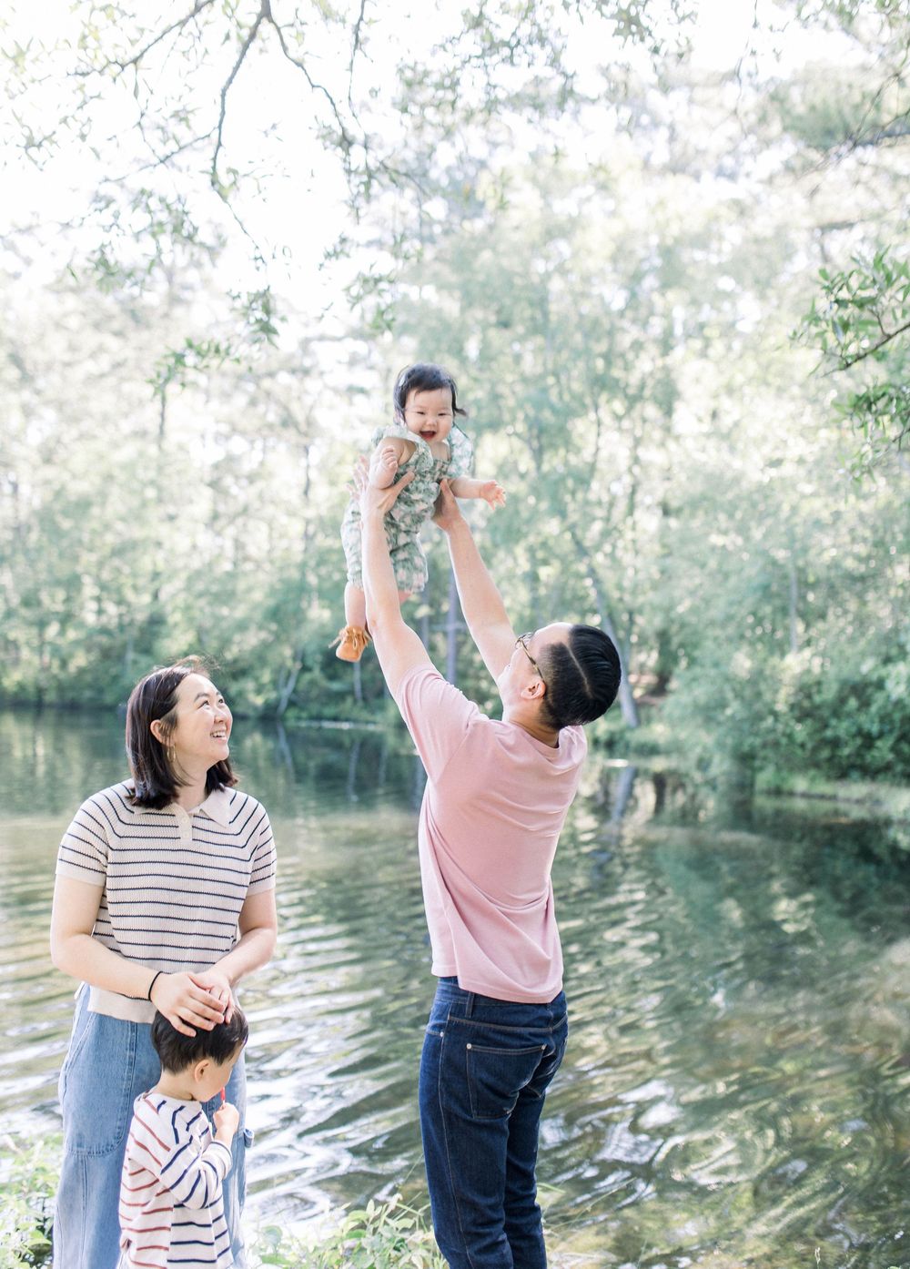 Family with children having fun at a family session in Columbia, SC with Columbia, SC photographer