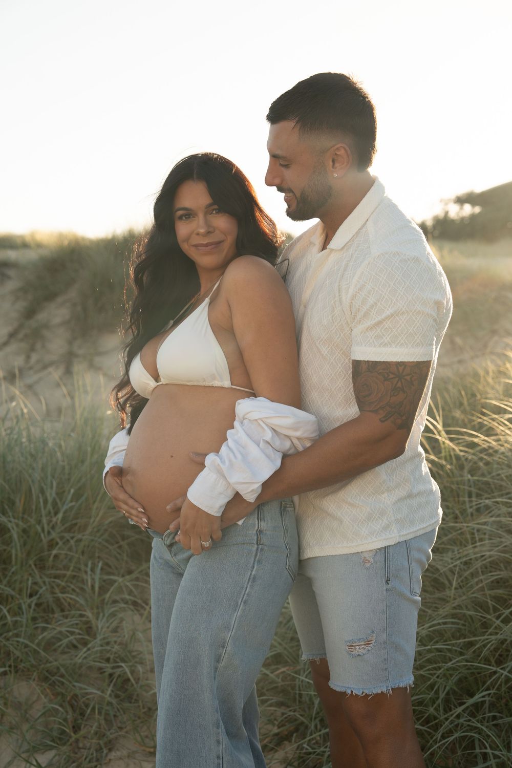 couple expecting first baby during relaxed Wollongong maternity session
