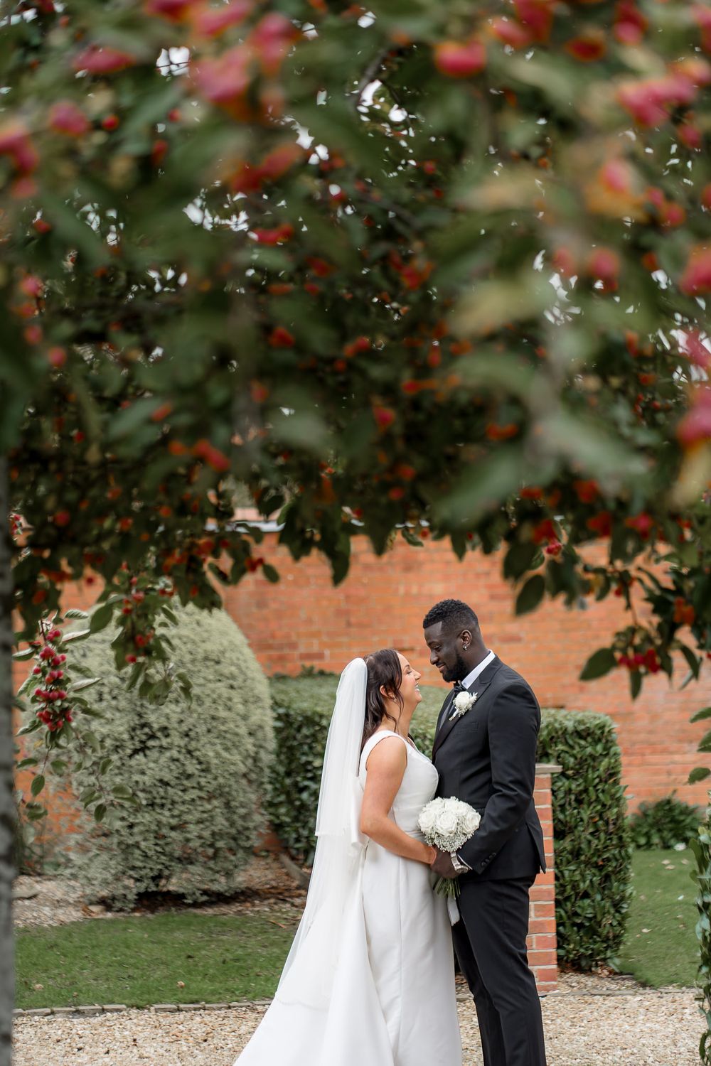 Romantic wedding portraits autumn light Kelham House Newark