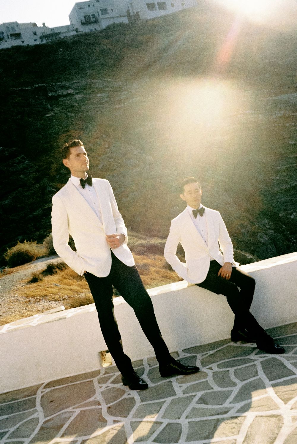 Same sex couple destination wedding LGBTQ+ photographer at golden hour.