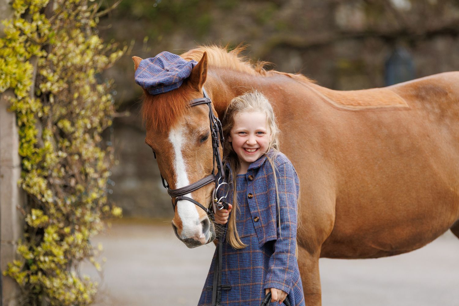 A series of seven photos showing a white horse and rider interacting at a wooden fence in an outdoor setting.