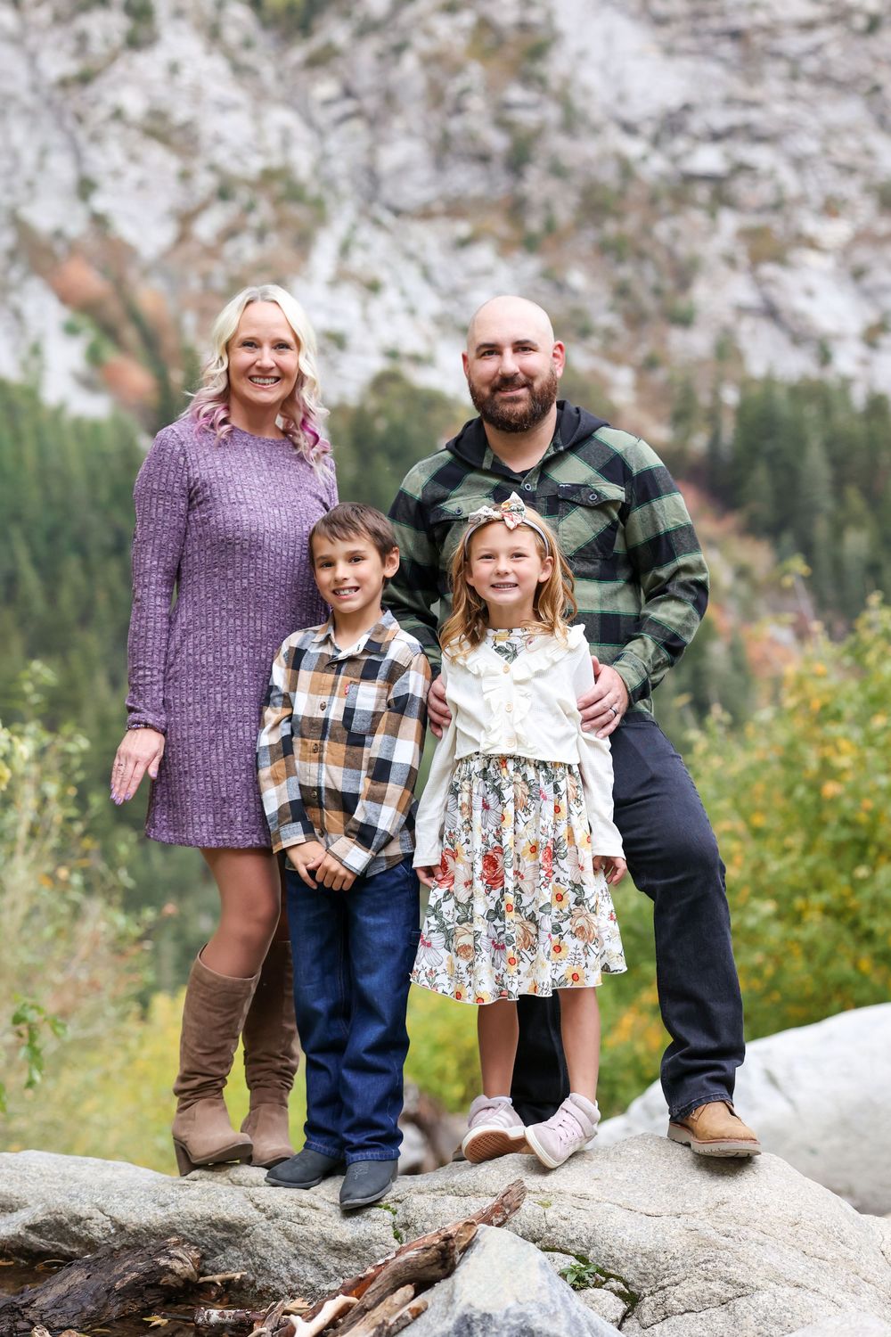 Family photo in the mountains