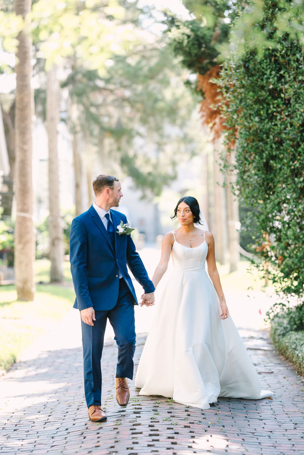 st augustine bridal couple at wedding on palm row