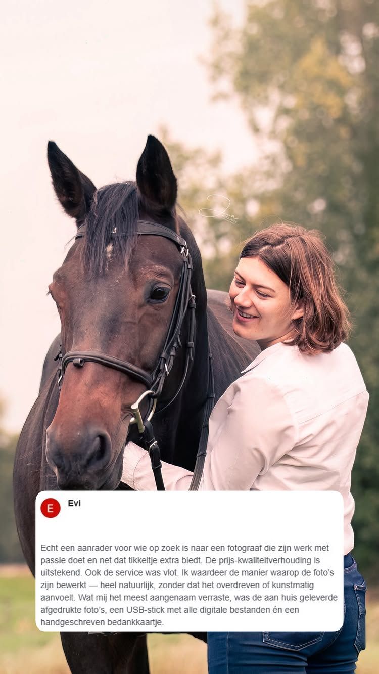 Paardenfotografie België portret van paard met eigenaar JA Fotografie. De band tussen mens en dier, de band tussen paard en eigenaar