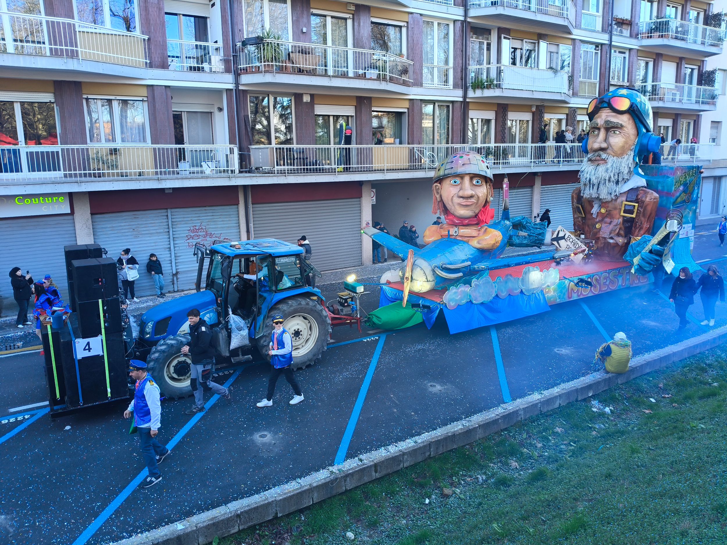 Treviso Carnival Parade 2026. The Simpatia Group from Musestre with the show “Fasten your seatbelts... The fun is about to begin”.