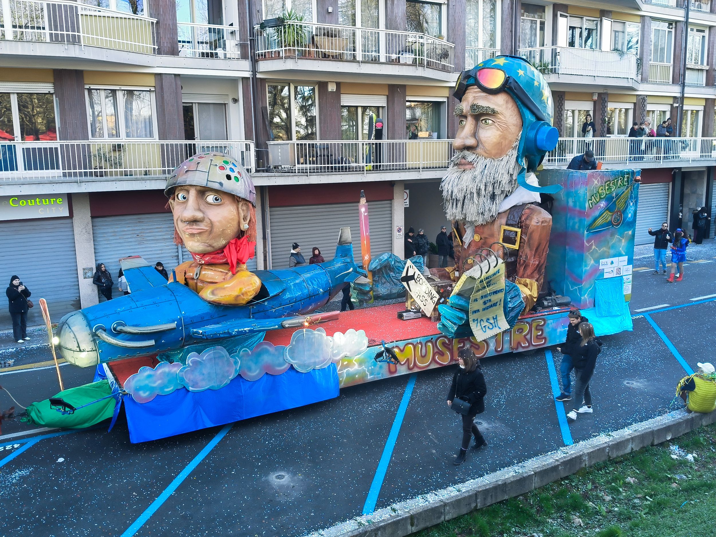 Treviso Carnival Parade 2026. The Simpatia Group from Musestre with the show “Fasten your seatbelts... The fun is about to begin”.