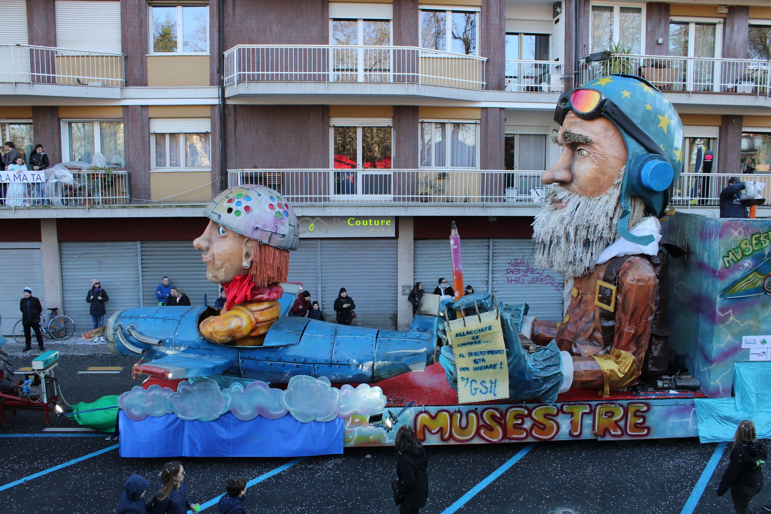 Treviso Carnival Parade 2026. The Simpatia Group from Musestre with the show “Fasten your seatbelts... The fun is about to begin”.
