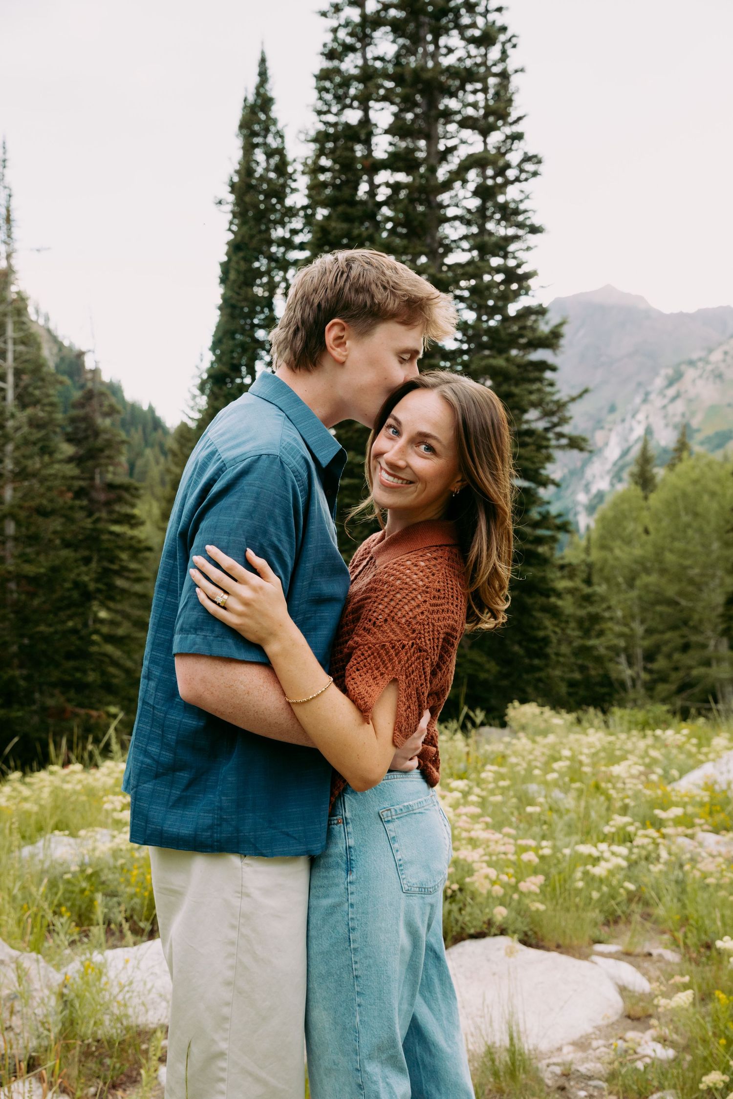 Couple photo session in the mountains by Albion Basin Utah.