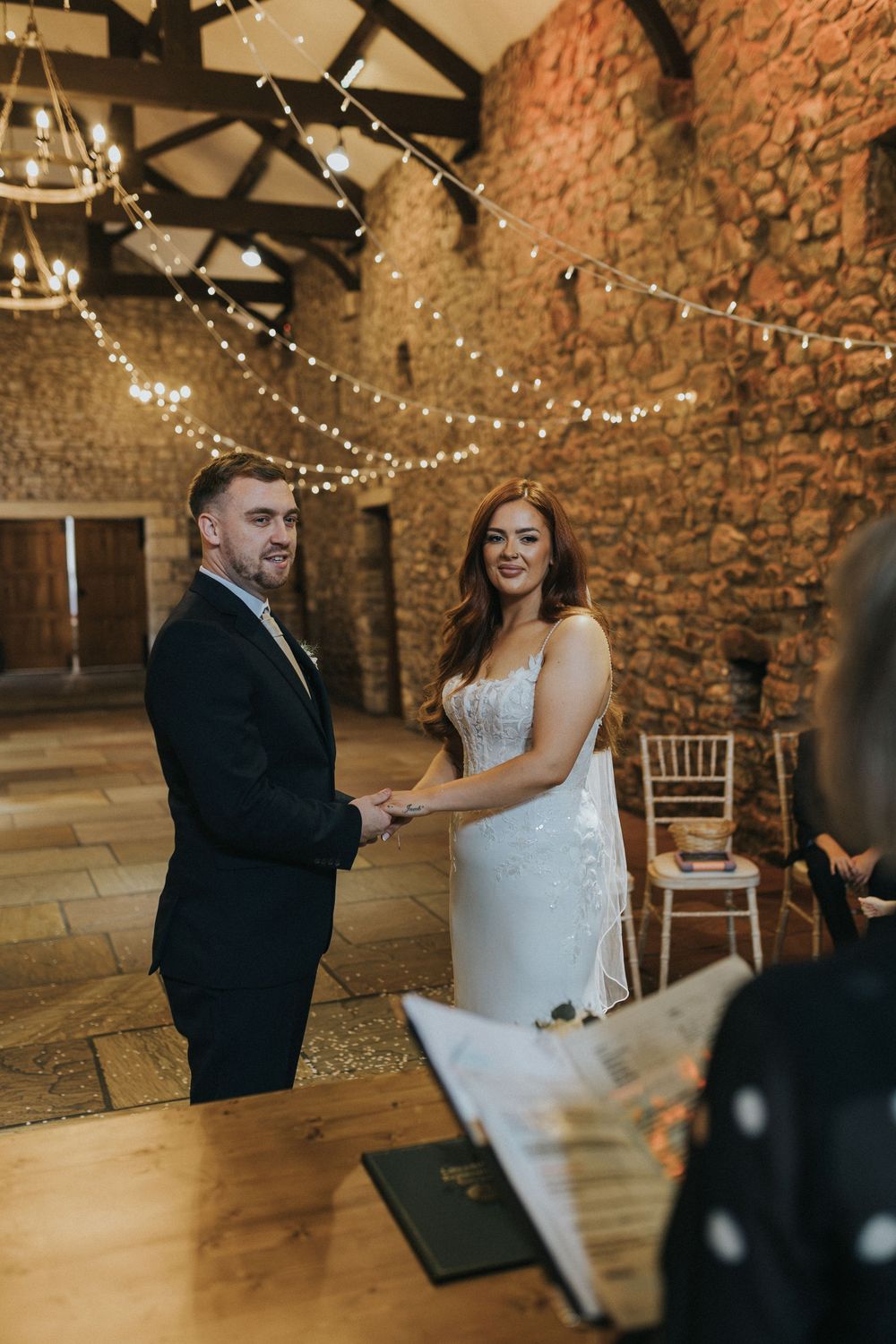 browsholme and the tithe barn wedding photography bride groom ceremony
