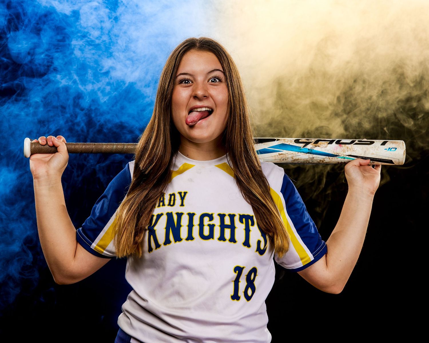 Softball player with long hair in white jersey showing progression of batting stance movements during training sequence.