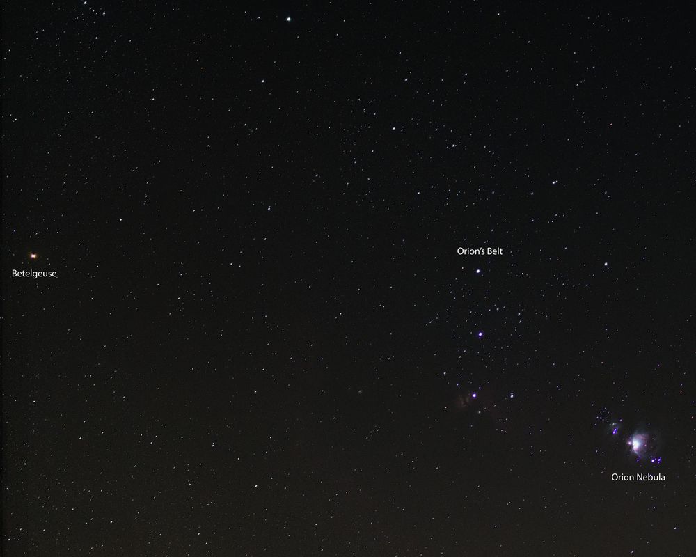 A series of dark night sky photographs showing stars and constellations against a black background.