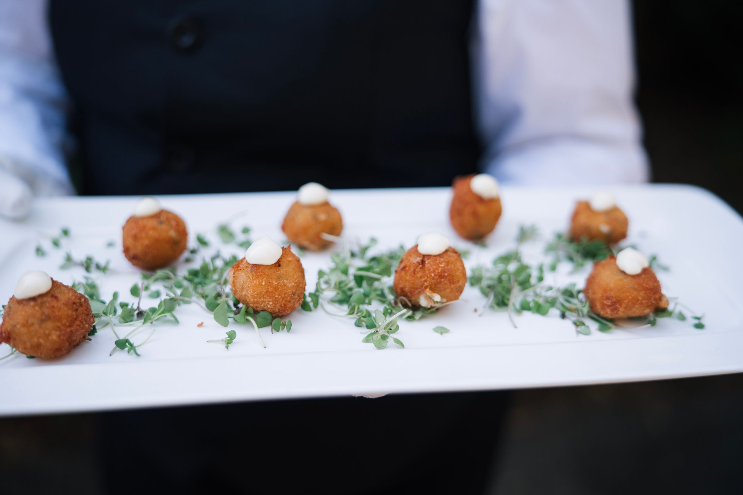 Delicious appetizers at filoli gardens for a wedding