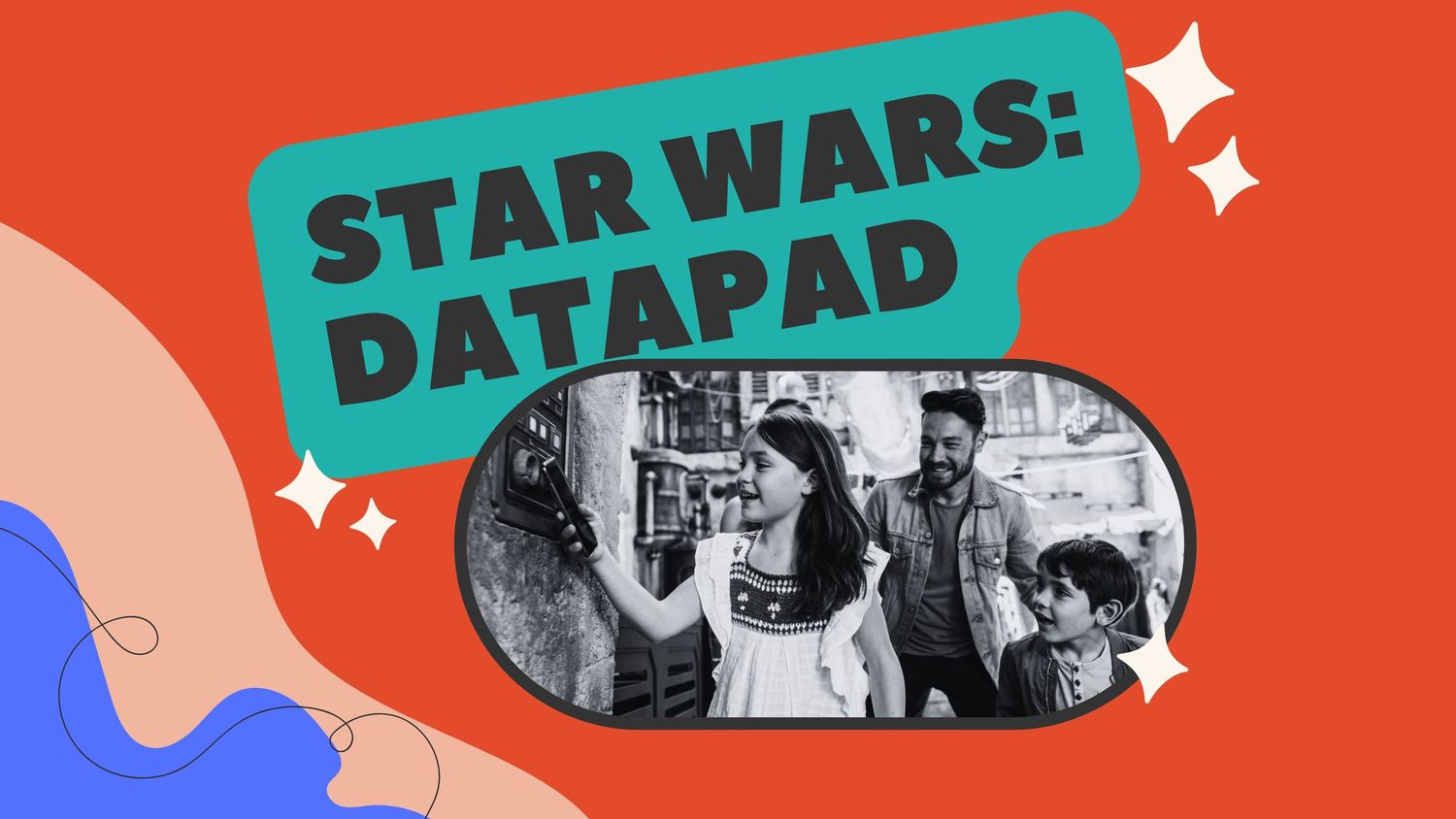 Star Wars Datapad logo with black and white vintage photograph in turquoise frame.