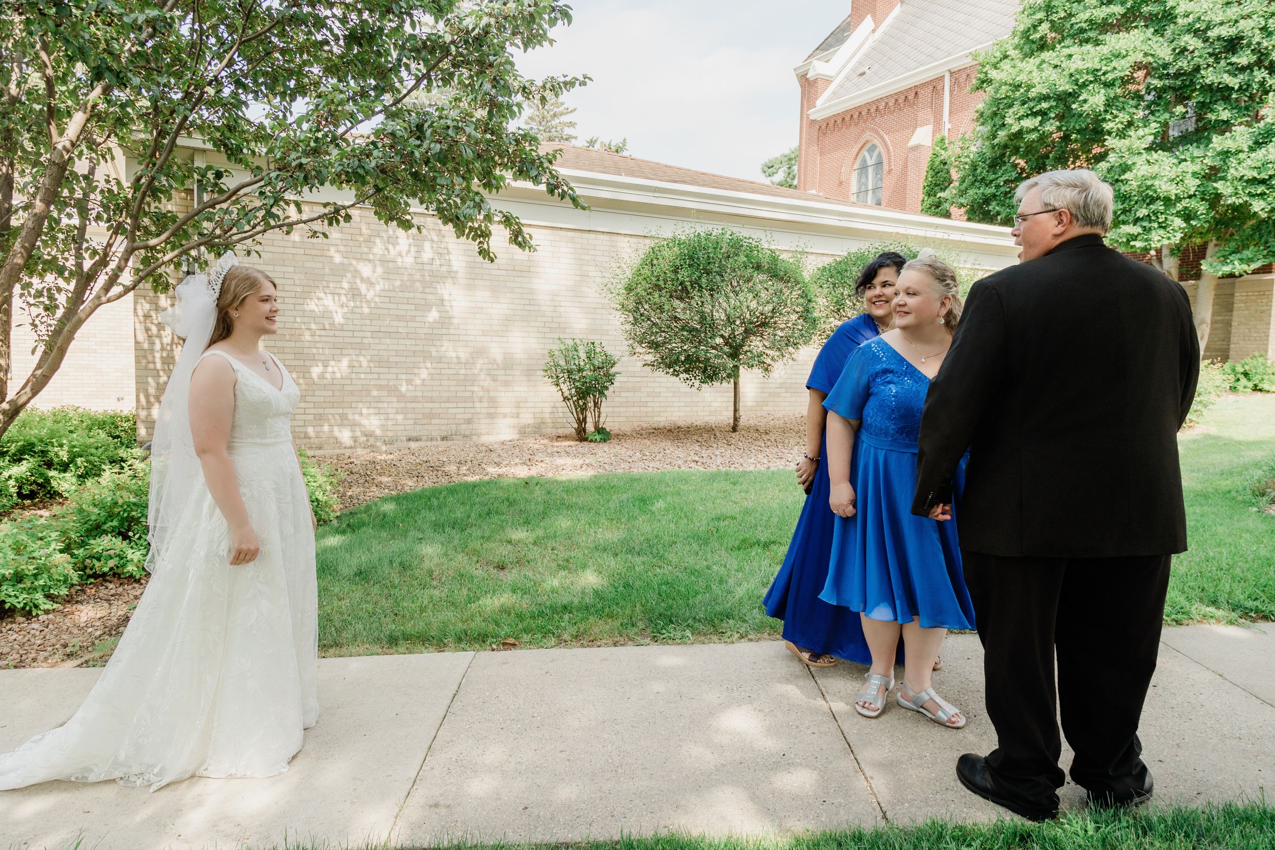 First look with parents of Bride