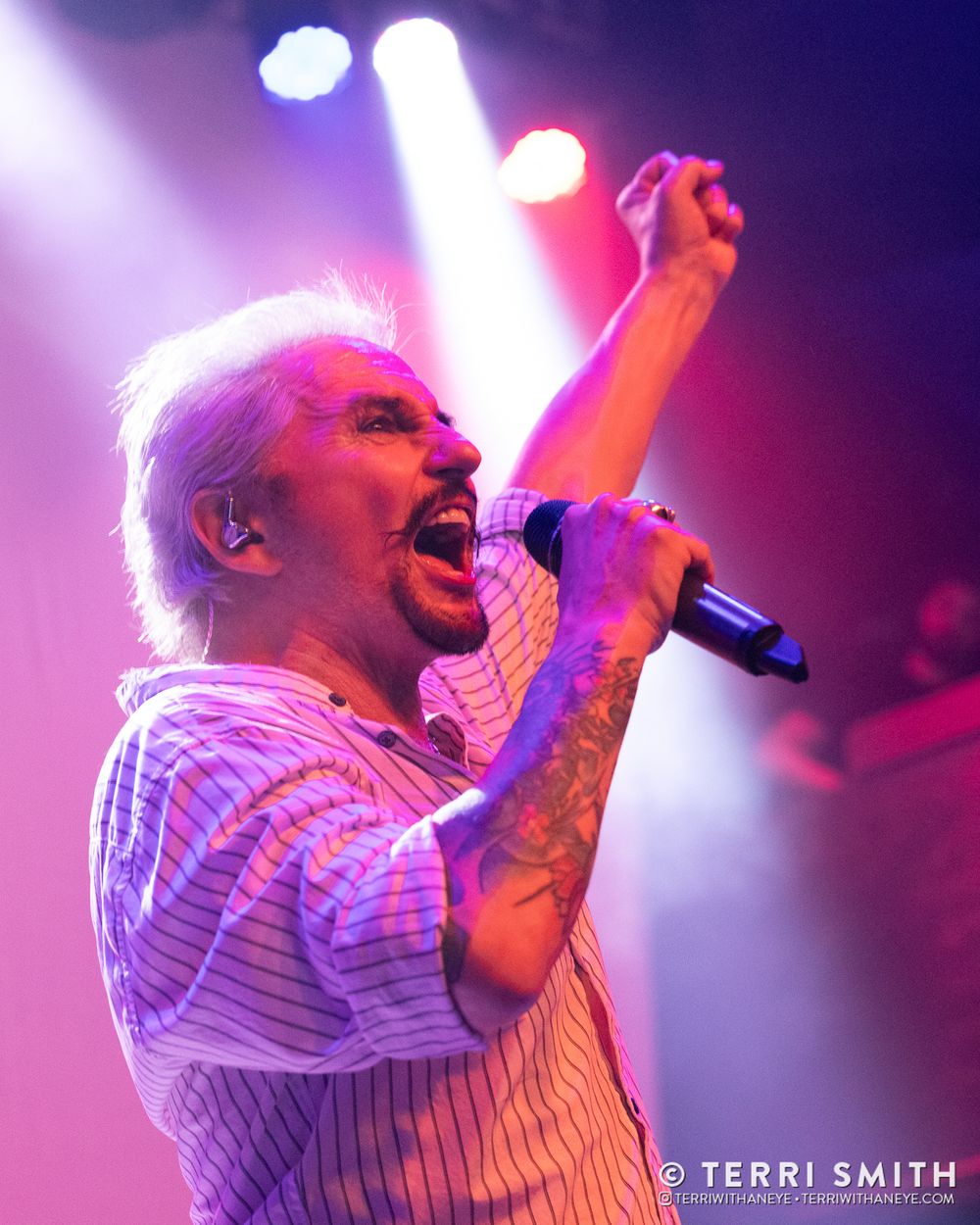 Phil Lewis, singer of L.A. Guns, performing in concert in New Jersey, 2026.