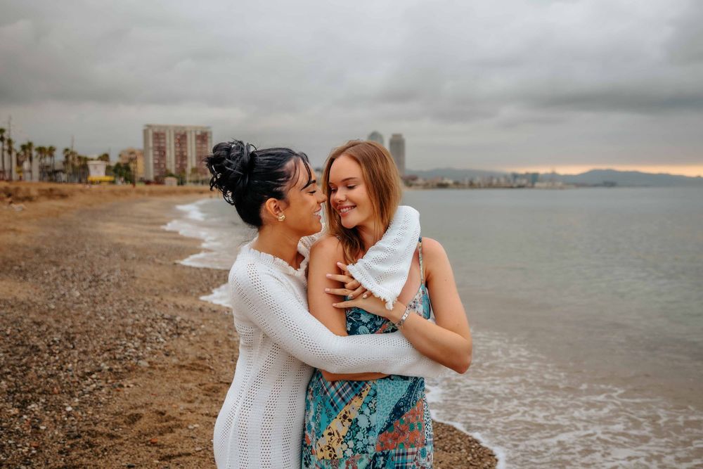 Romantic stroll Barceloneta Beach photos