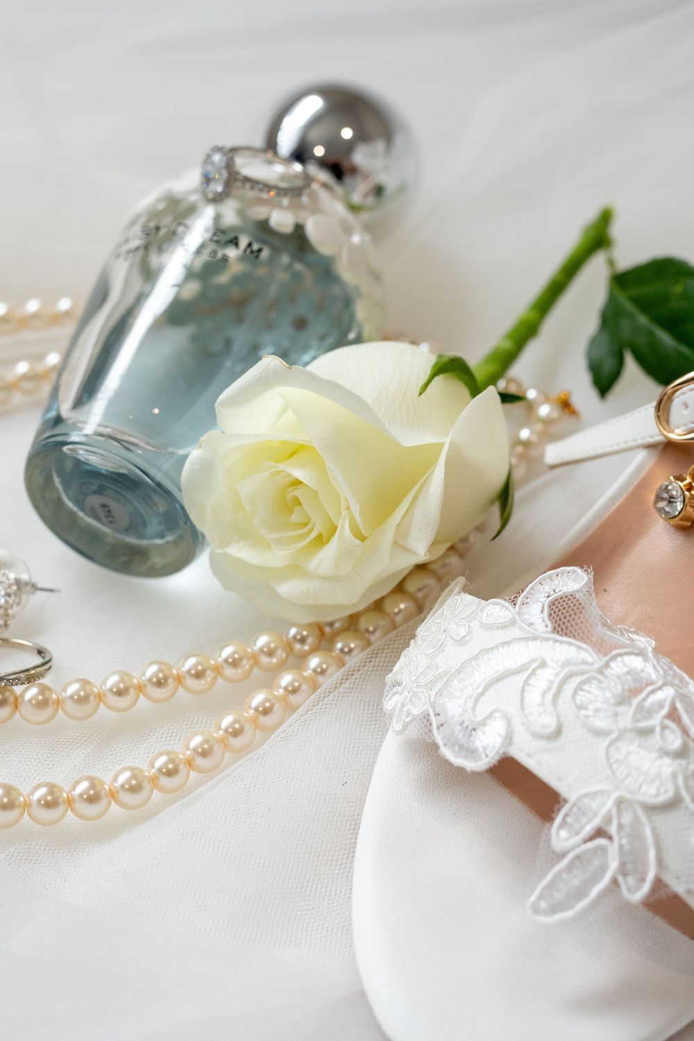Portrait of bride getting ready with bridemaids