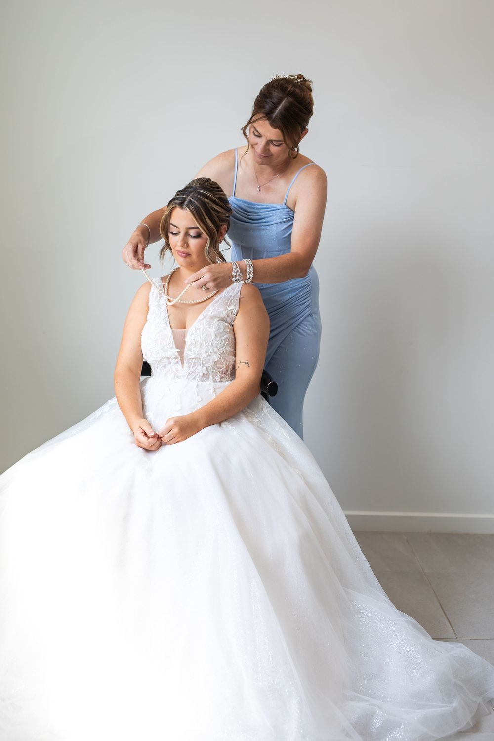 Portrait of bride getting ready