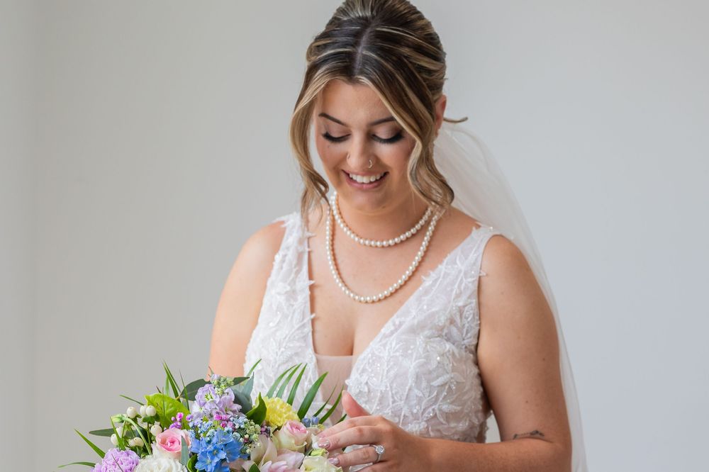 Portrait of bride with flowers