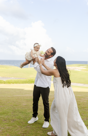 Beach family photography in Punta Cana with candid moments and beautiful ocean views.