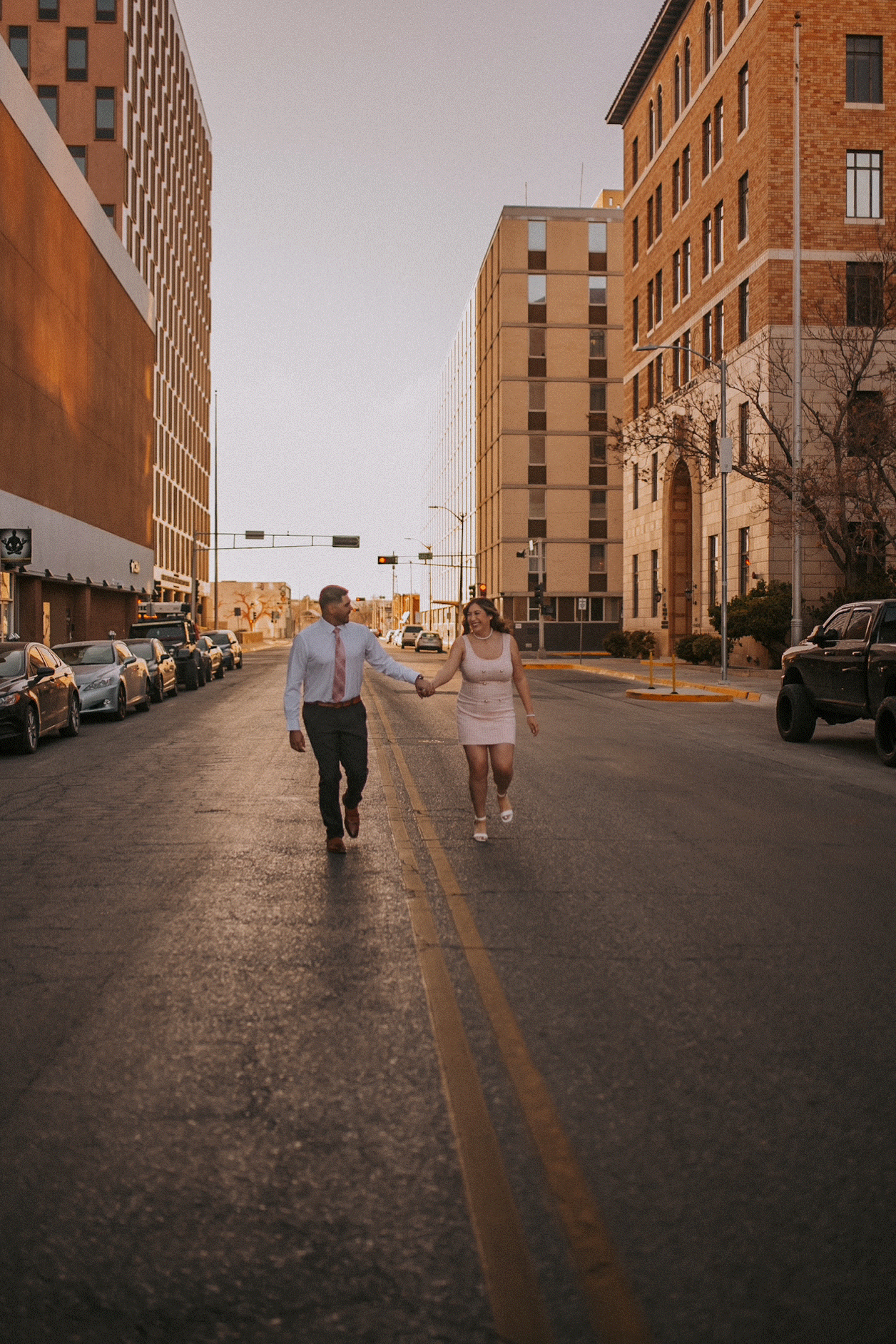 Downtown albuquerque engagement, albuquerque wedding photographer, romantic and fun engagement session, engagement photos in albuquerque nm