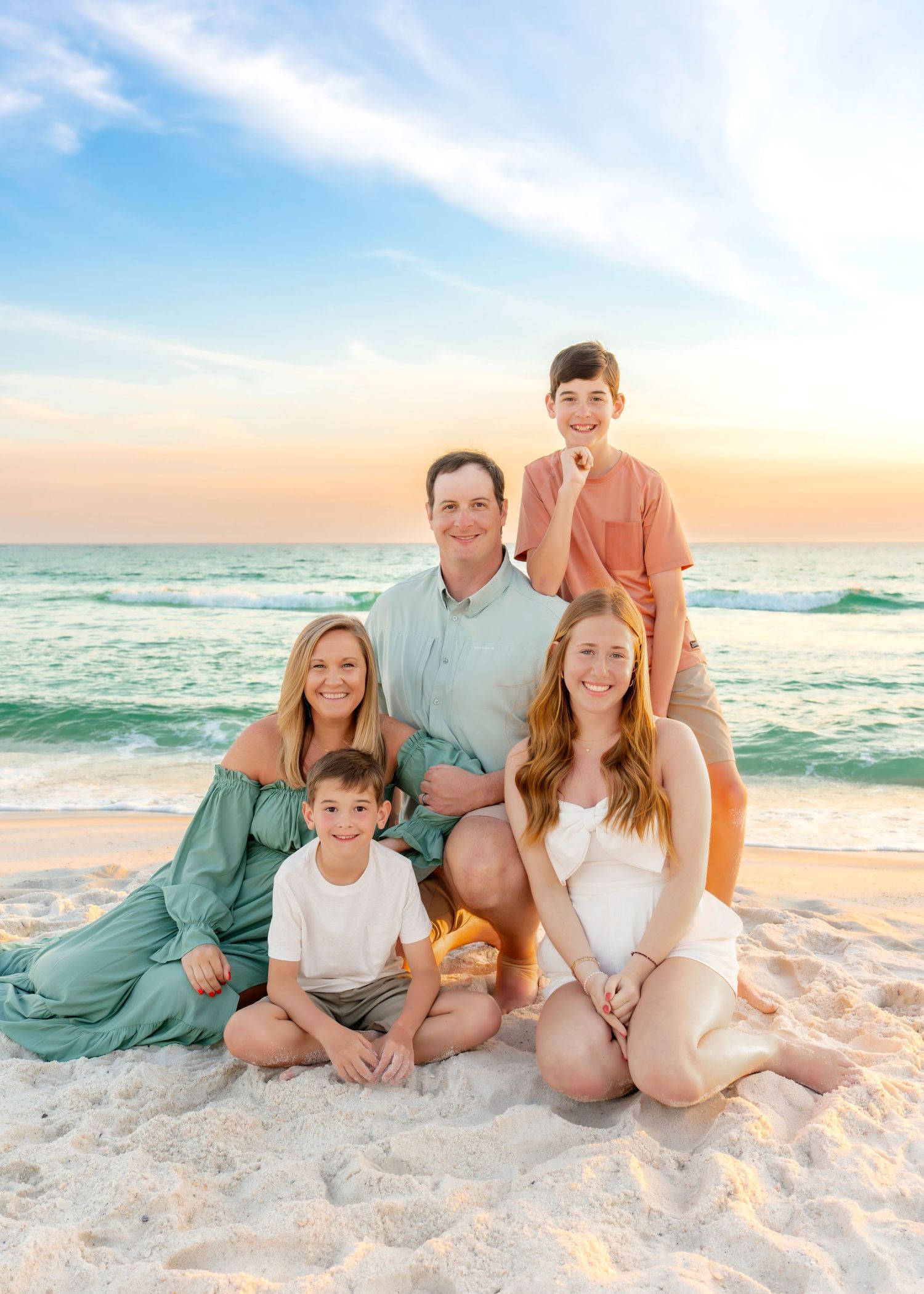 Family beach picture Panama City Beach happy running sand water