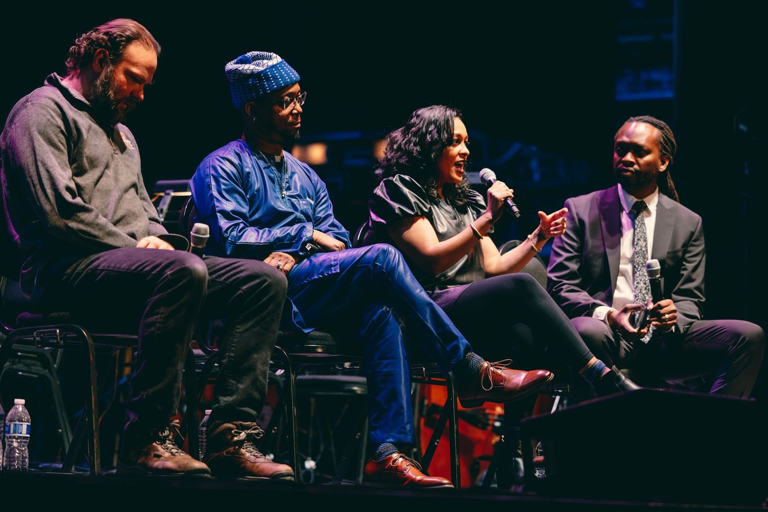 Eve L. Ewing speaking on a panel before Black Panther in Concert presented by the Chicago Philharmonic and Auditorium Theatre