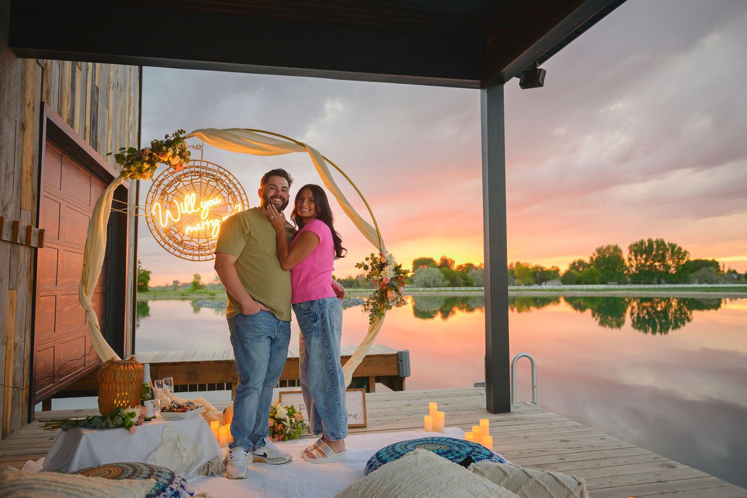 ShutterGirl Photography Idaho Falls professional wedding photographer wedding proposal on private late at sunset