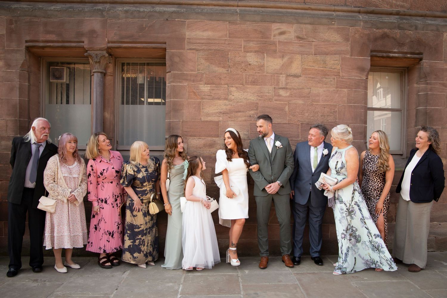 Bride and Groom and family formal portrait at Chester Town Hall wedding group shot