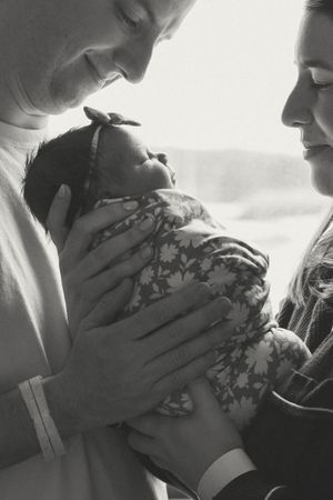 A series of black and white photos showing hands reaching for and holding a small animal in close-up shots.