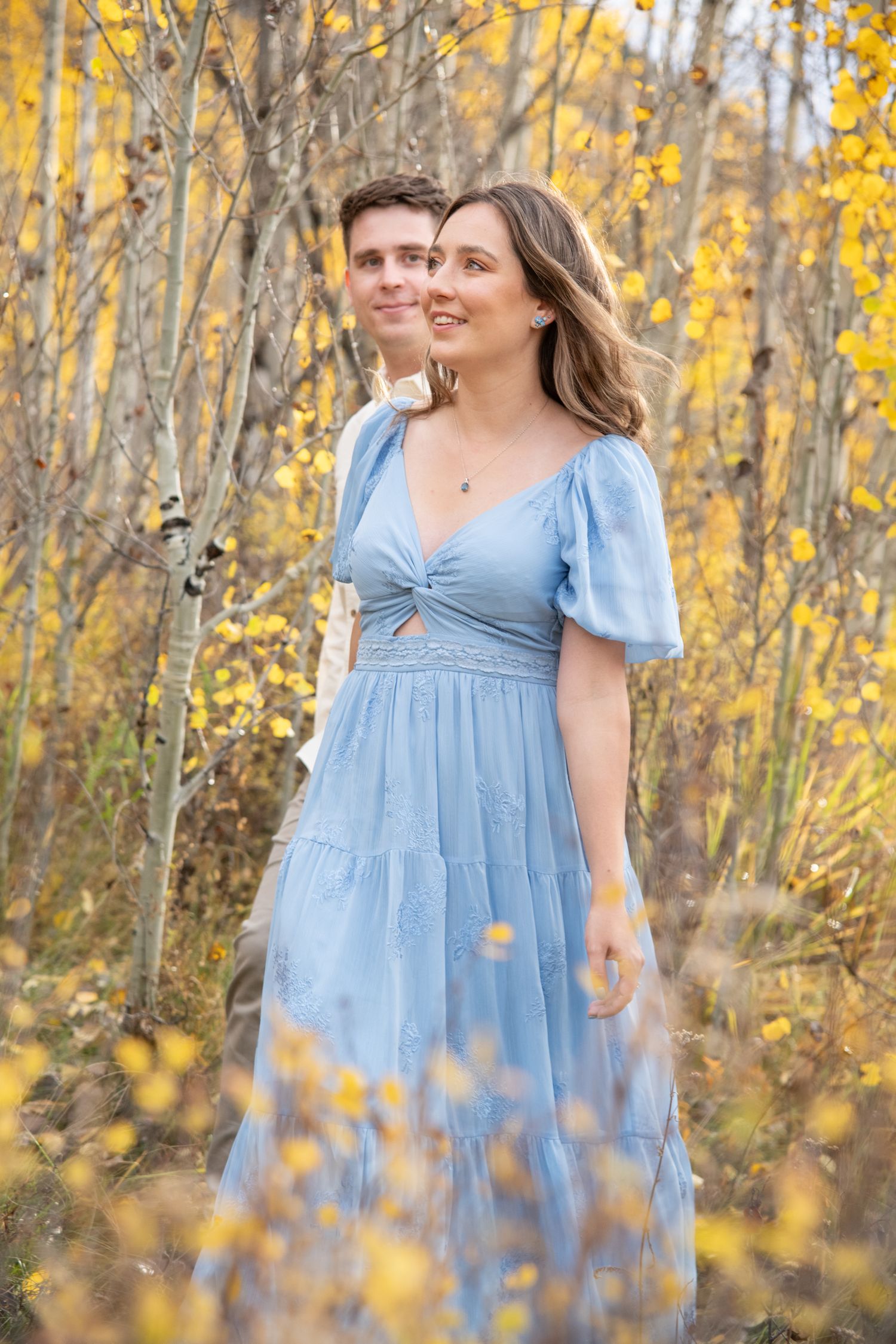 Vail Engagement Photos in the fall aspen leaves
