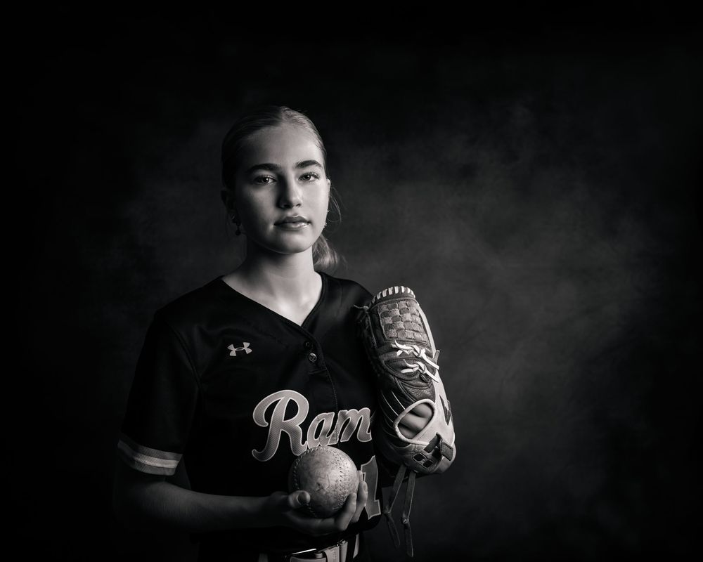 Athlete/softball player fine art portraiture by Tracey Richvalsky, Rhythm In Light Photography