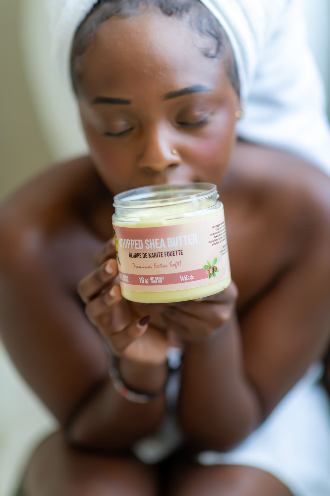 Small glass jars of beauty products and skincare items arranged in a series of close-up shots.
