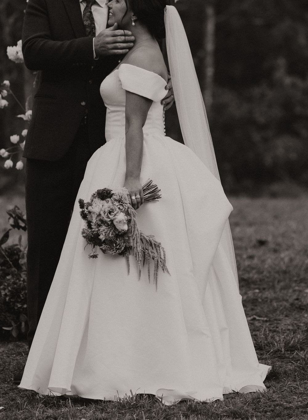 Bride-focused wedding photography in black and white.