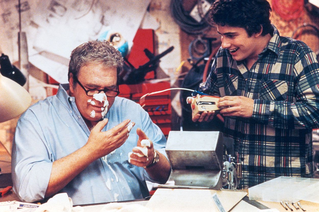 Billy and Rand Peltzer demonstrating the Bathroom Buddy