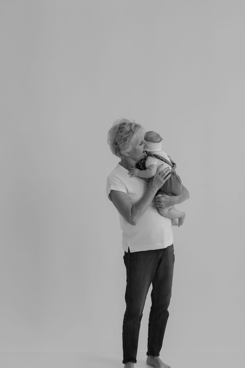 Multiple shots of a person in casual attire against a light gray background.