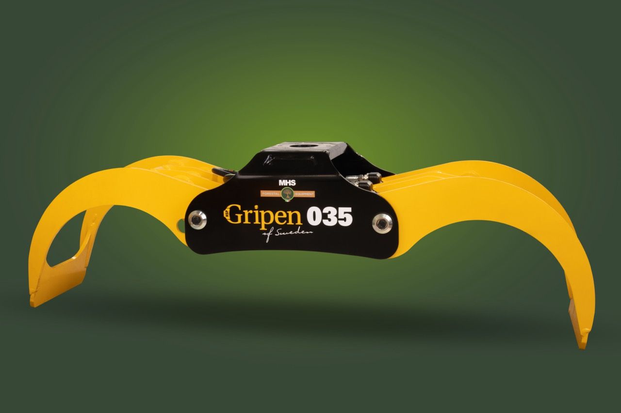 Yellow and black Gripen 035 archery bow riser shown from multiple angles against green background.