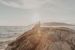 Stunning engagement session at Lighthouse Park in Vancouver, BC with the most beautiful horizon.