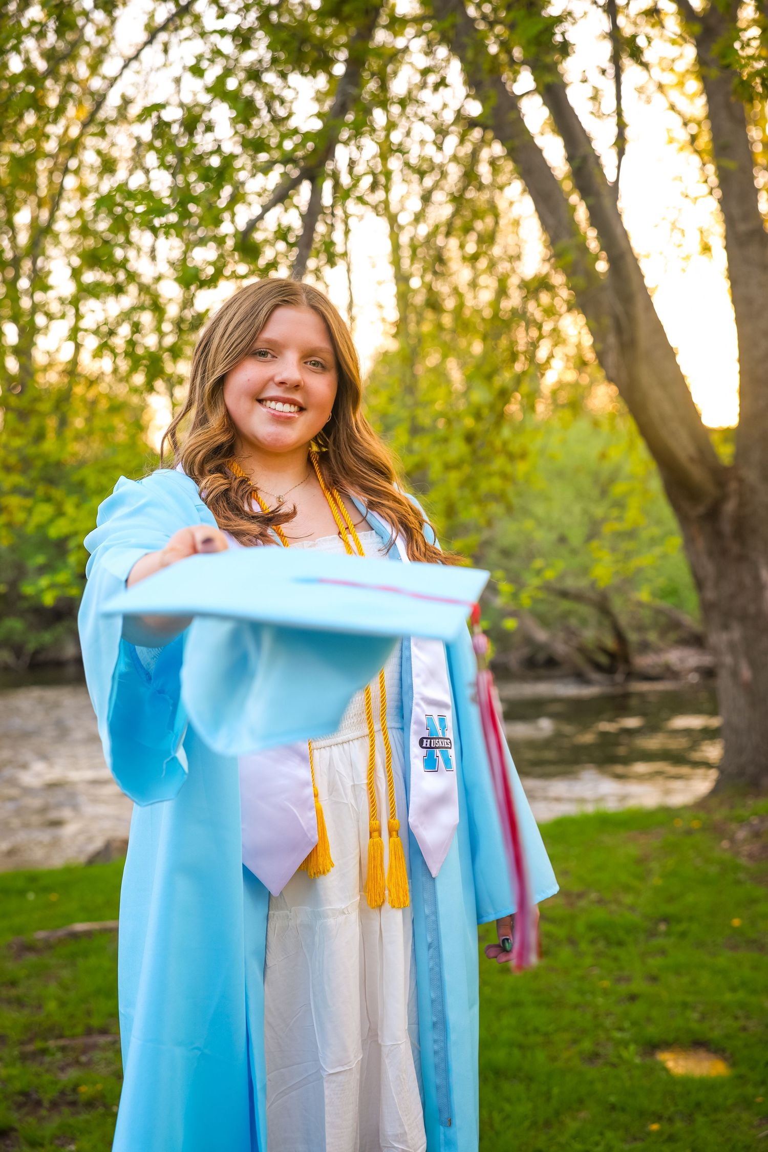Cap and gown graduation photos.