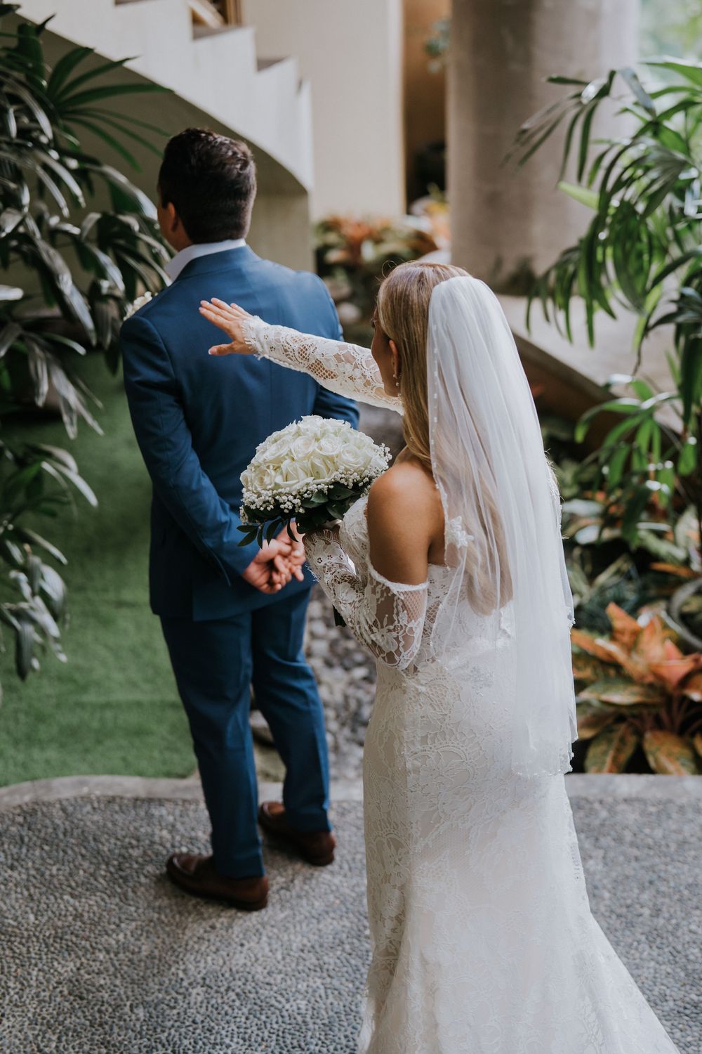 Bali resort wedding photography with jungle view ceremony
