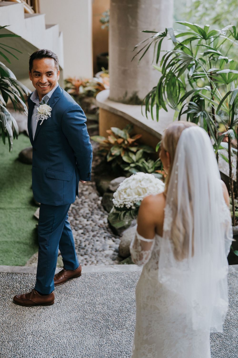 Bali resort wedding photography with jungle view ceremony