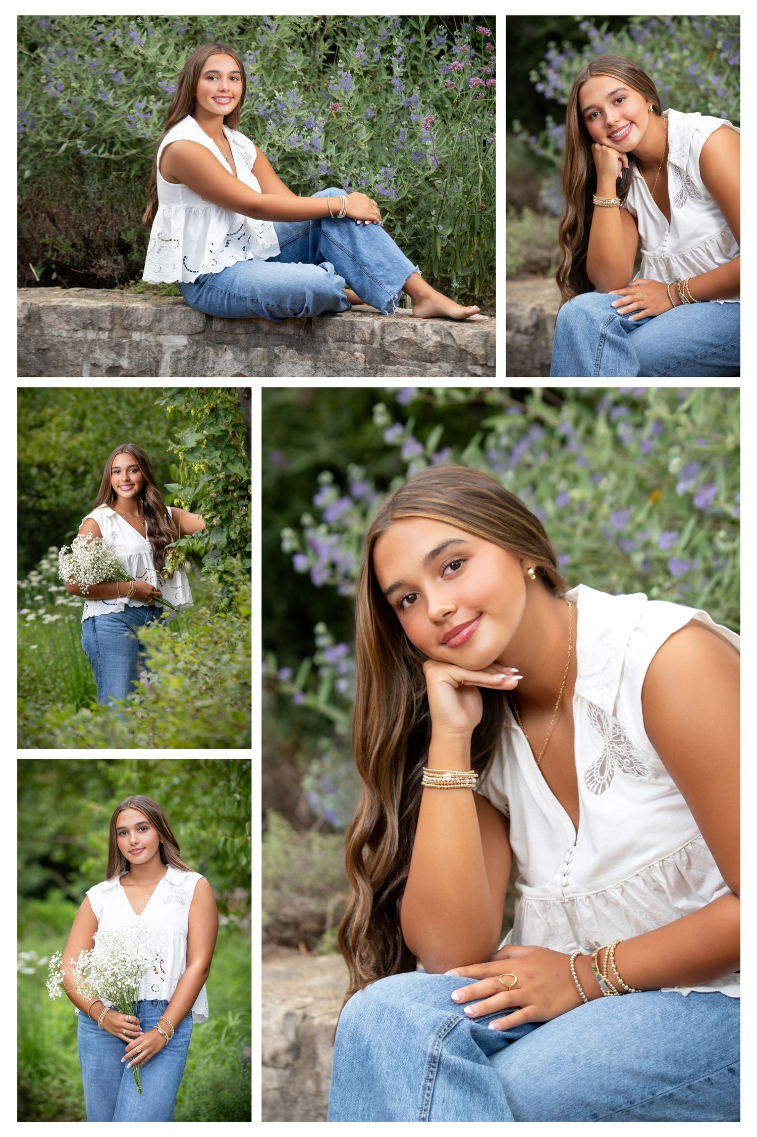 Bishop Watterson senior pictures at Inniswoods.  Senior pictures in the park.  Floral senior pictures. Boho senior pictures.