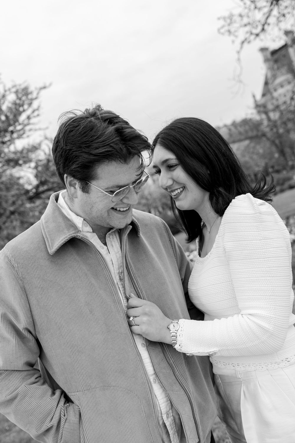 Paris tuileries gardens engagement session spring time