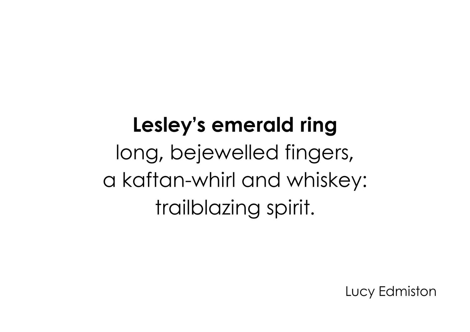Three lines of poetry text arranged vertically on a white background with black text.