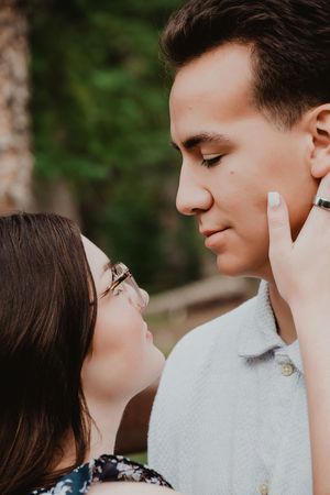 a couple looking at each other with love in their eyes