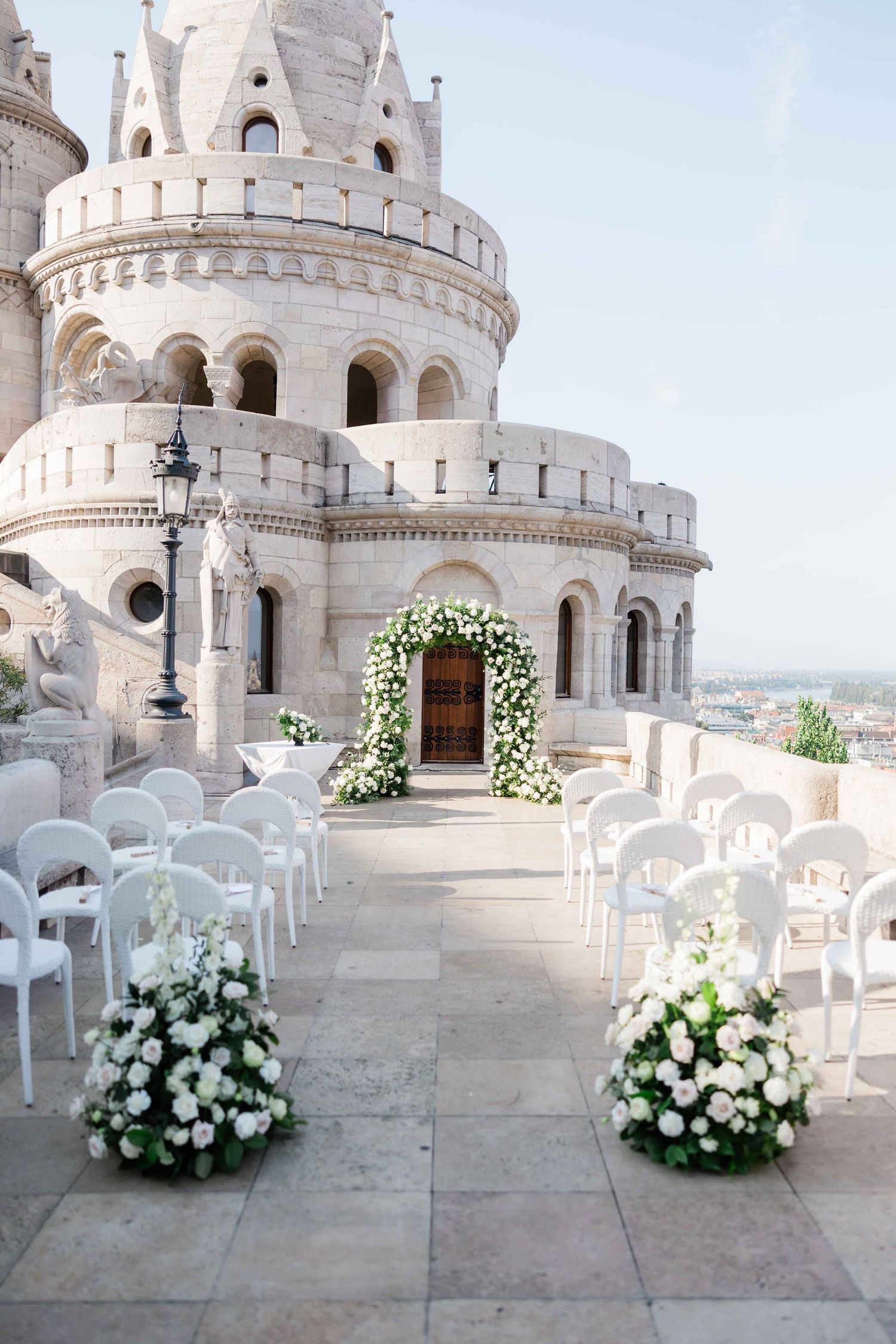 Wedding portraits at Fisherman’s Bastion in Budapest