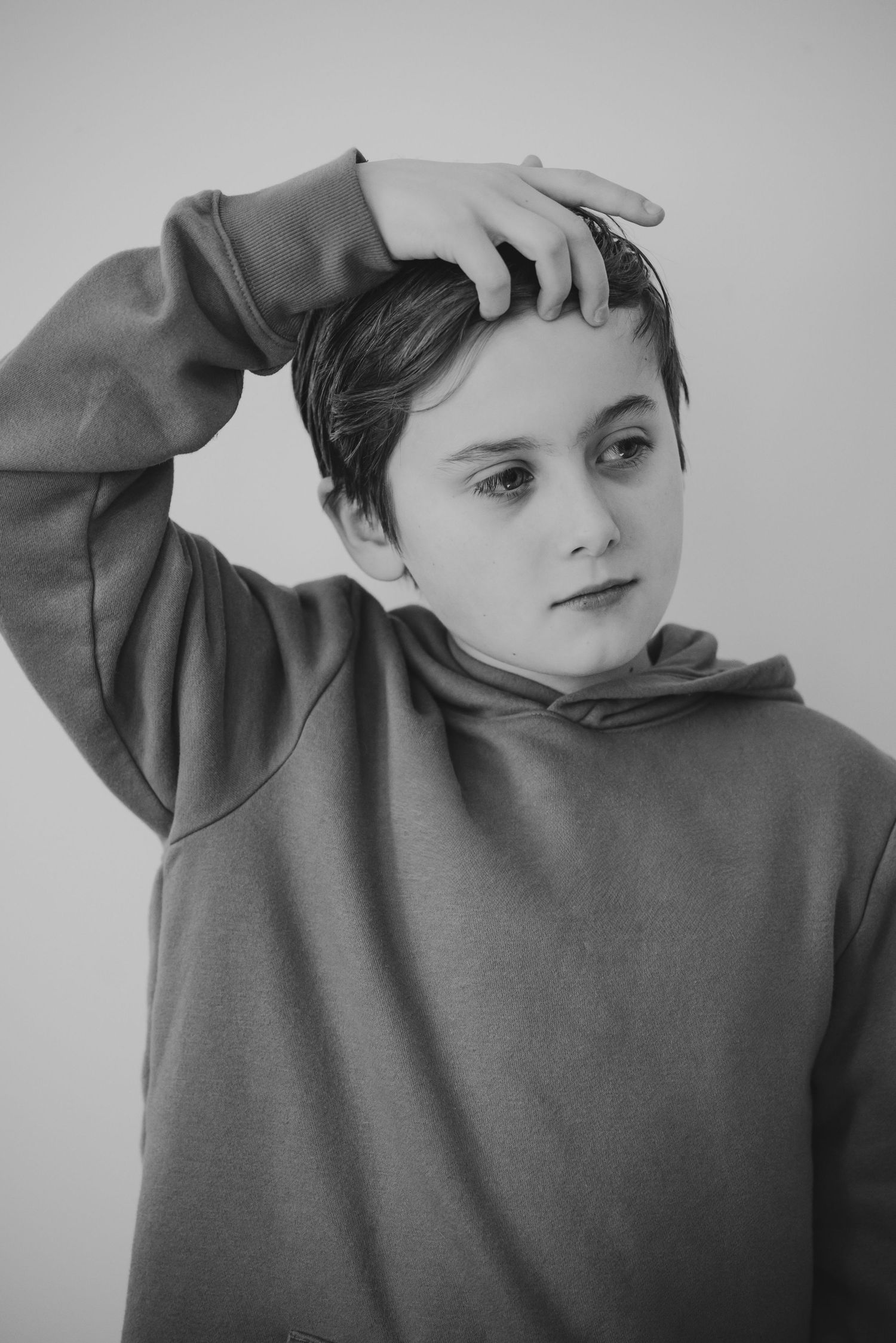 Kids personality portrait in black-and-white at the studio on the alley in Zionsville, Indiana