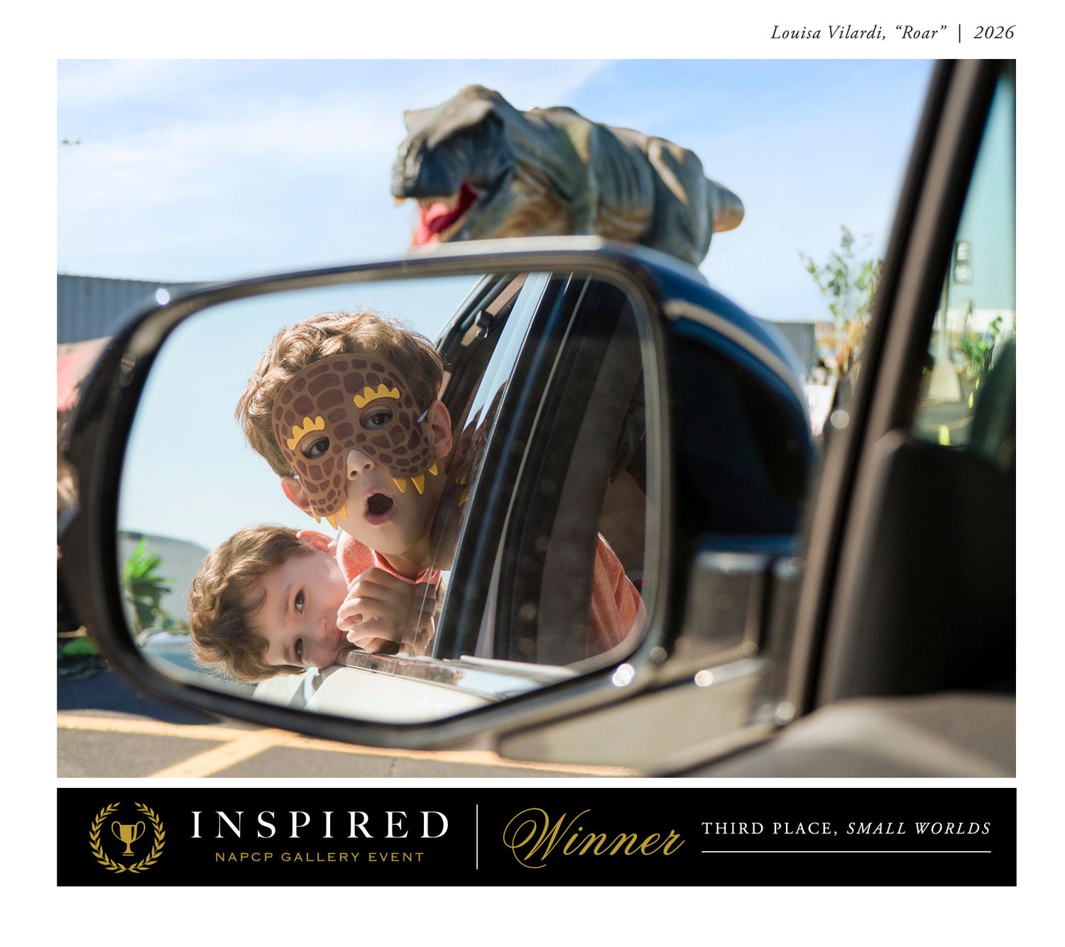 A series of artistic wedding photographs showing romantic car moments with reflections in side mirrors and windows.