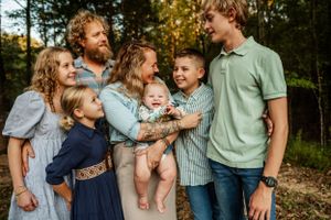 Memphis Family Portrait of homeschool family on farm in Collierville, Tennessee during golden hour.